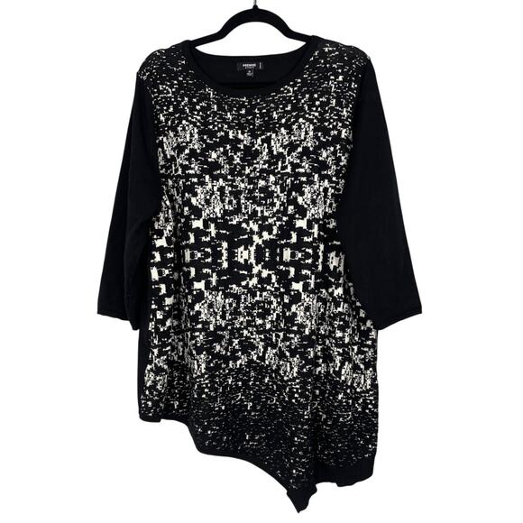 Premise Studio, Size 3X, Black & White Top, Asymmetrical Hem, Ombré Knit, EUC - Picture 1 of 6